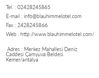 Blauhimmel Hotel iletiim bilgileri